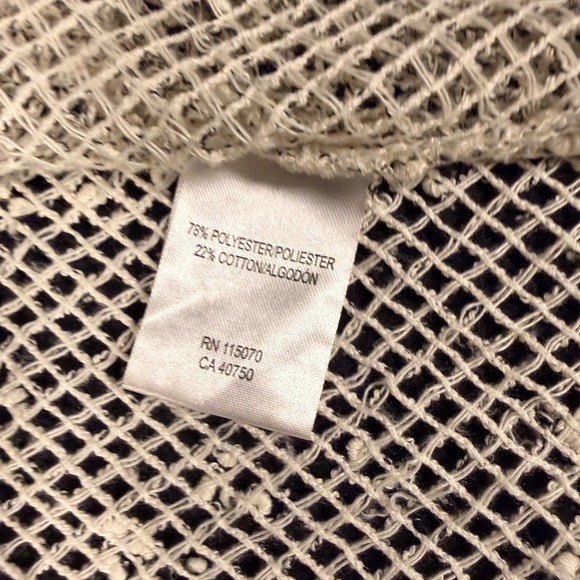 Nina Leonard Womens Small Cream Black Open Knit Cardigan Slub Sweater Size Small - Picture 7 of 7